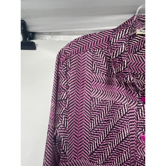 Symple NYC Womens Button Up Shirt Dress Long Sleeve Multicolor Size Large - Picture 5 of 9